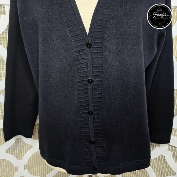 Rafaella Women's Ribbed V-Neck 3/4 Sleeve Cardigan Size L - Picture 3 of 8